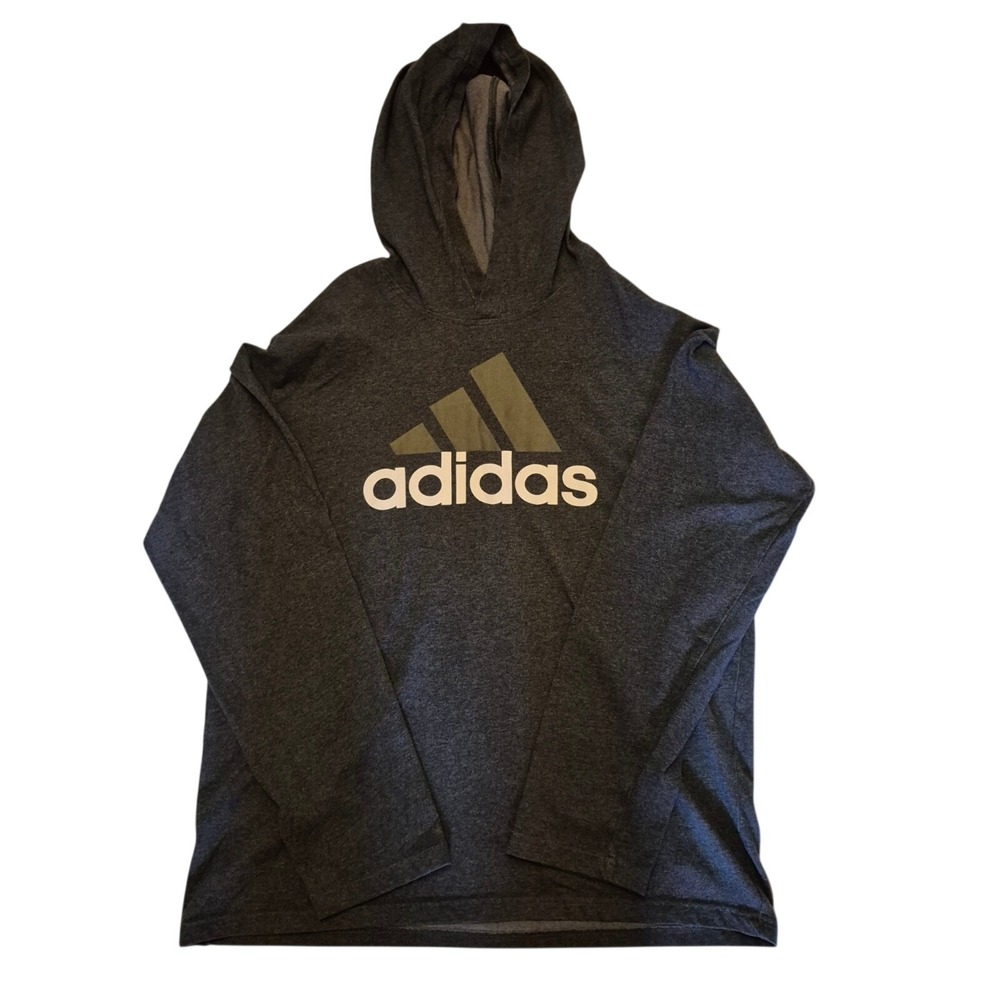 Adidas Hoodie Mens L Streetwear Lightweight Jersey Gray Activewear Athleisure